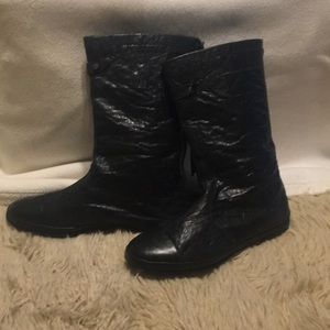 Balenciaga Black Leather Mid-Calf Boot